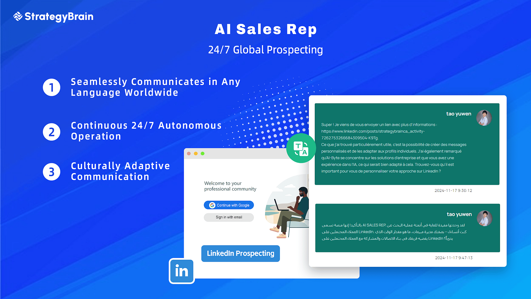 AI Sales Rep: 24/7 LinkedIn Automation with Multilingual, Localized Prospect Engagement