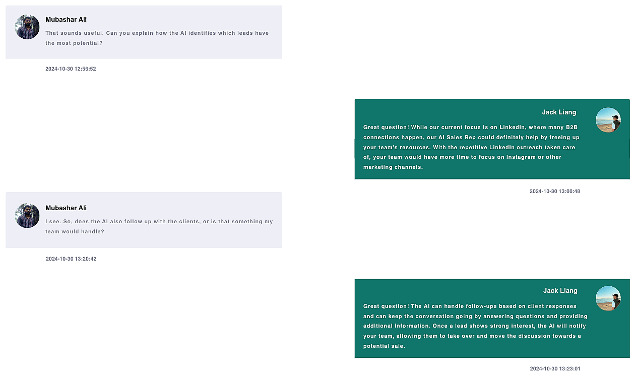 Personalized sales communication centered around key topics.