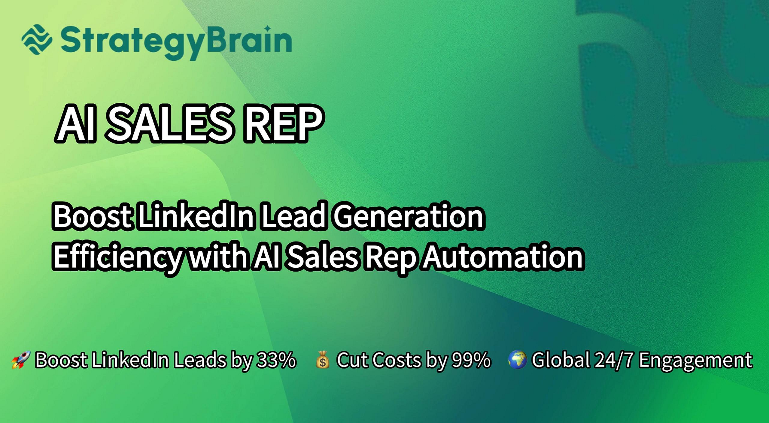 Boost your LinkedIn lead generation with StrategyBrain’s AI Sales Rep. Automate outreach, personalize communication, and expand globally with ease.