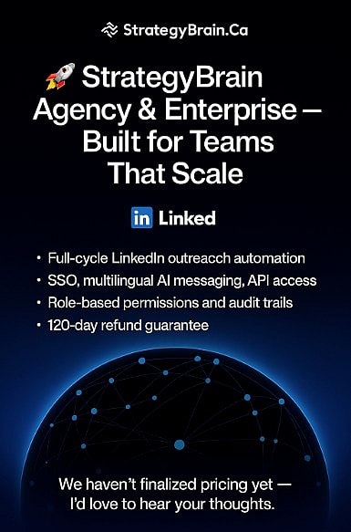 StrategyBrain AI Sales Rep / Recruiter Agency & Enterprise Plan — Built for Teams That Scale